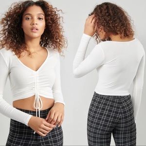 Garage Long Sleeve Ruched Front Top